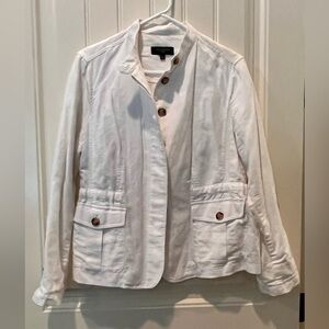 Talbots Jacket Ladies Size 12P Linen Cotton Blend Summer Fall Perfect LW Button